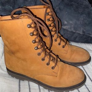 Brown leather boots